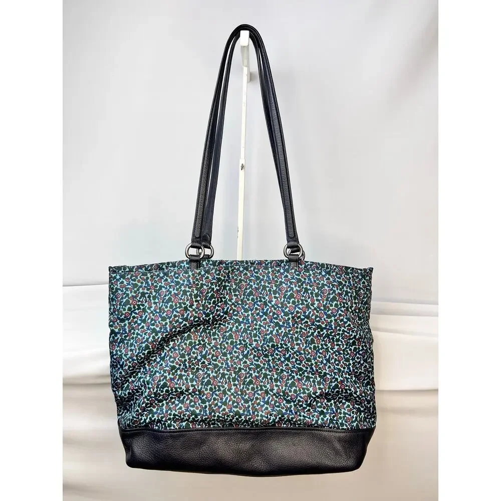 Coach Ranch Floral blue Nylon and Leather Large Tote Bag F59435